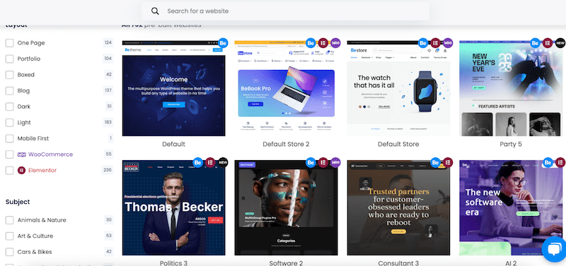 700+ premade sites - Source: BeTheme