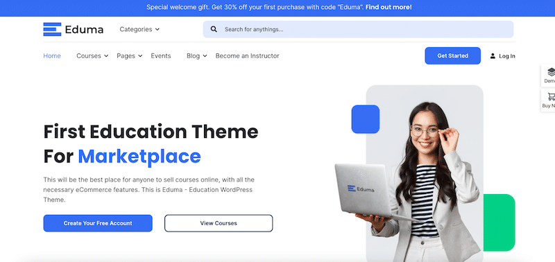 Eduma for online course businesses - Source: Eduma