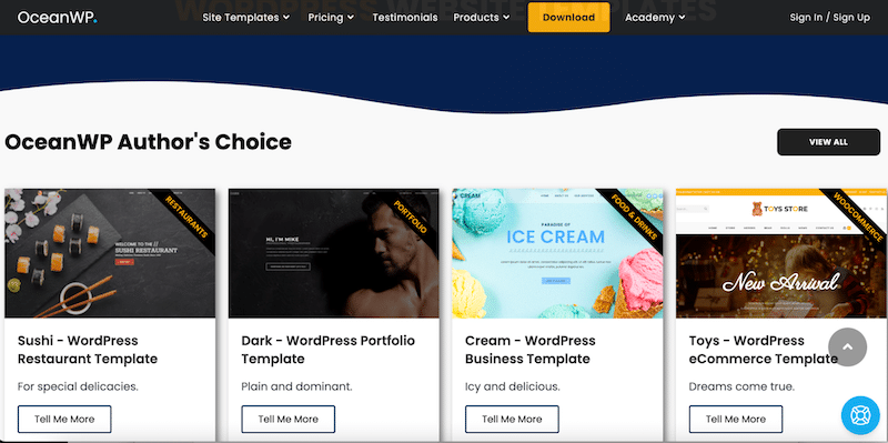 Example of OceanWP’s demos - Source: OceanWP